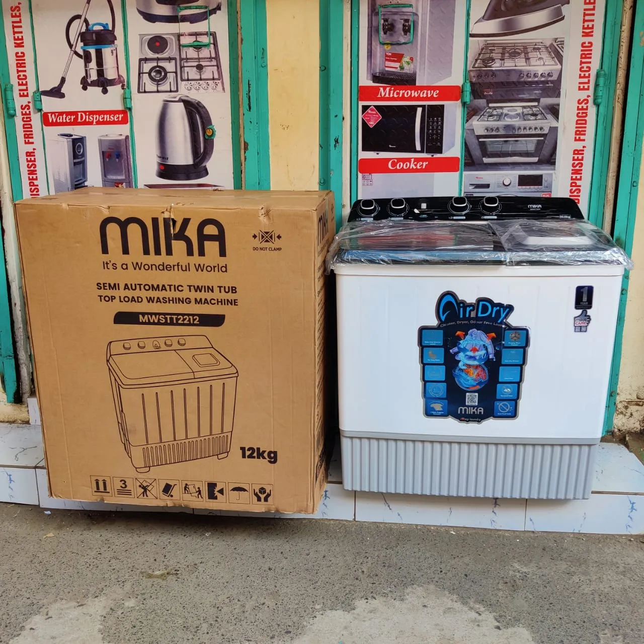 Mika Series Washing Machine, 12kg, Semi Auto Twin Tub, White