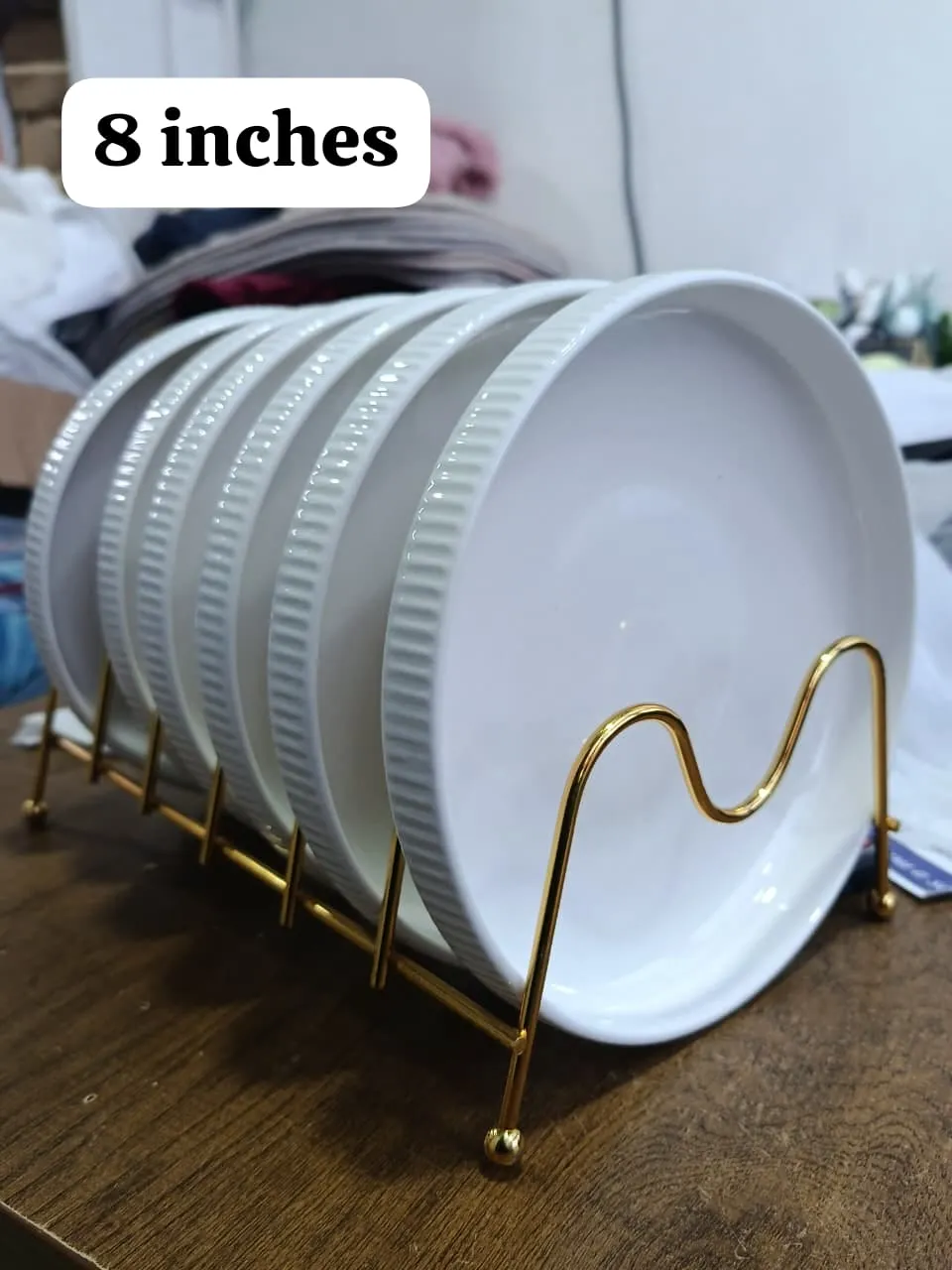 White Ribbed Plates 8"(6pcs)