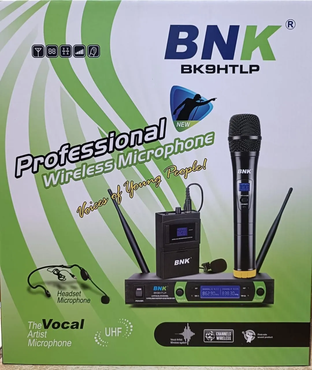 BK9HTLP 3 In 1 UHF Dual Channel Wireless Microphone System