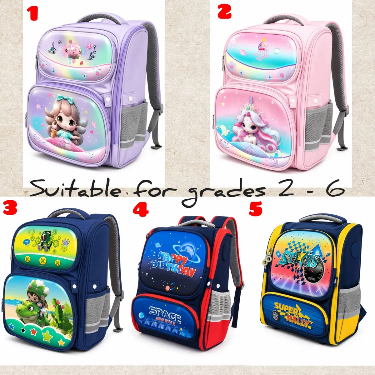 3D Hard Shell Front Cartoon Themed School Bags - Image 2