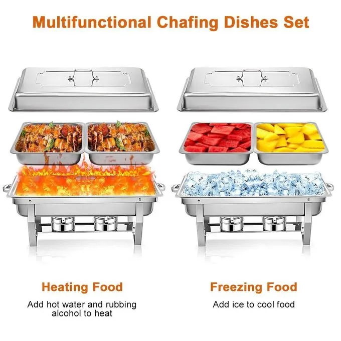 High Quality Stainless Steel 11L Chafing Dish with 1 or 2 Food Tray Inserts