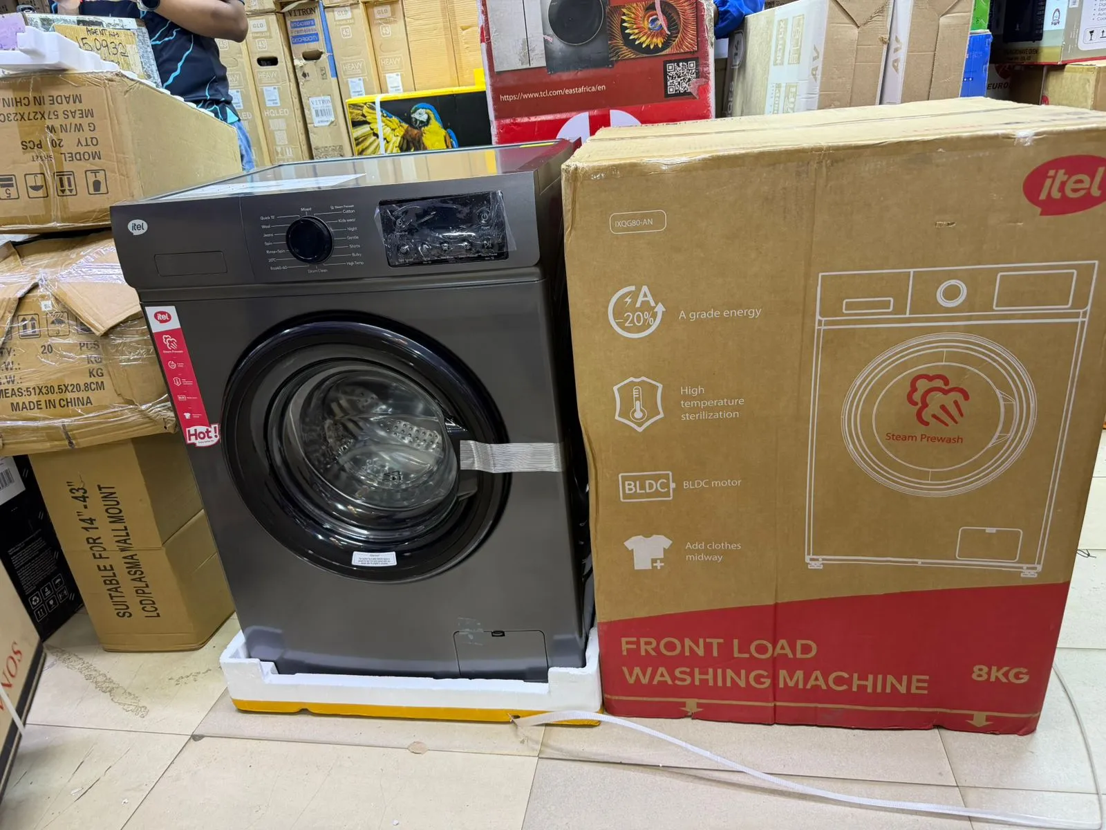 Main image of Itel  Washing Machine 8KG Front Load Wash and Spin IXQG80-AE - Grey (1 YR WRTY)