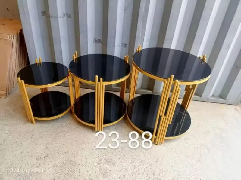 3 in 1 executive glass effect marble table