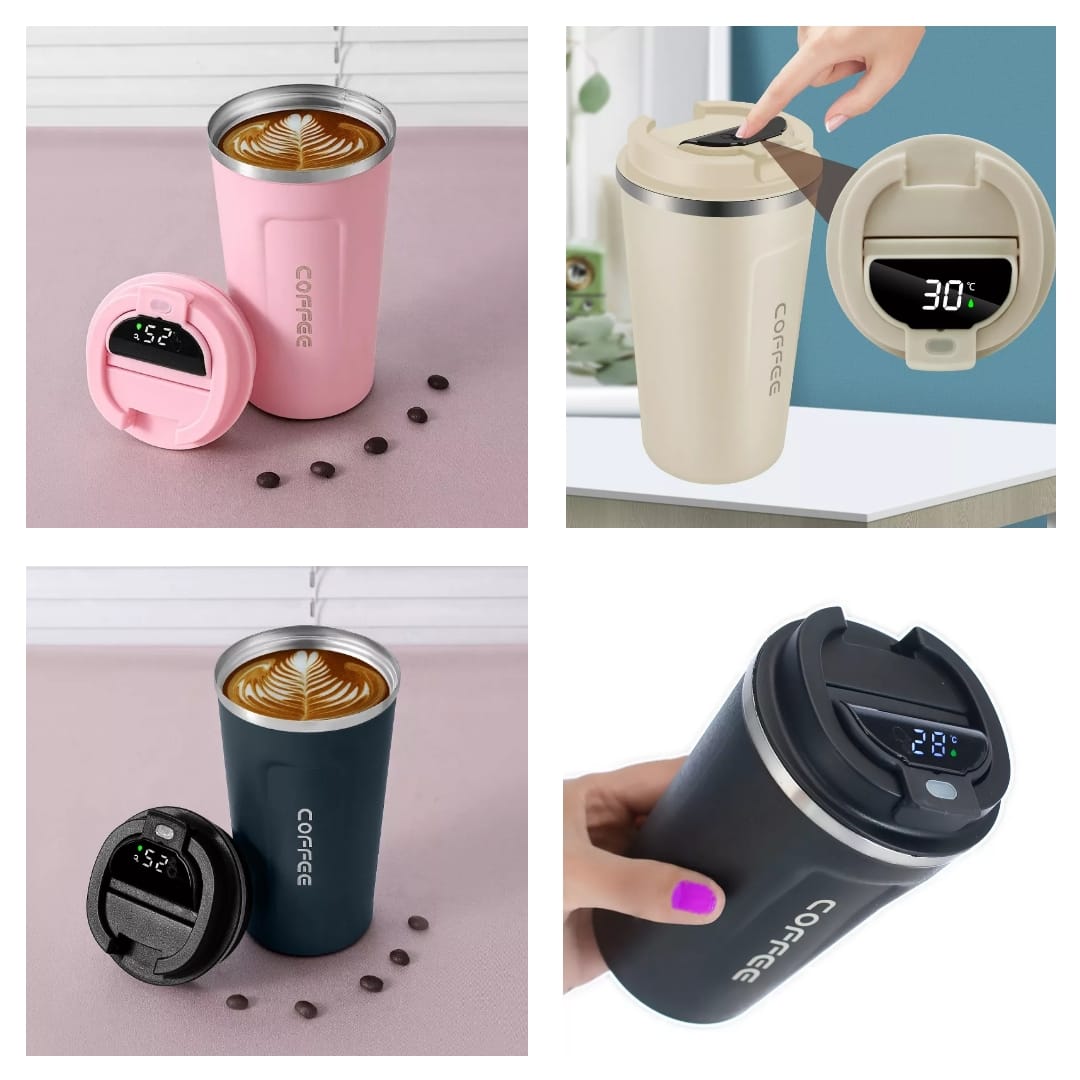 Thermos Coffee travel mugs with Temperature display vacuum flask
