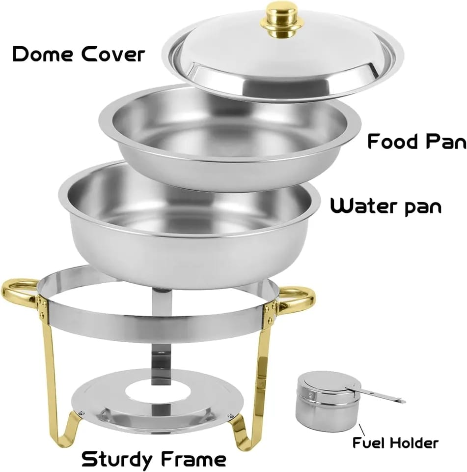 Oval Chaffing Dish with golden Stand - Image 2