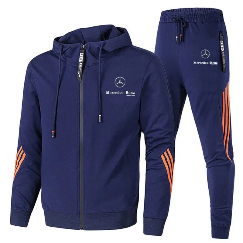 Mercedes-Benz Grey Zip Hoodie and Joggers Tracksuit Set