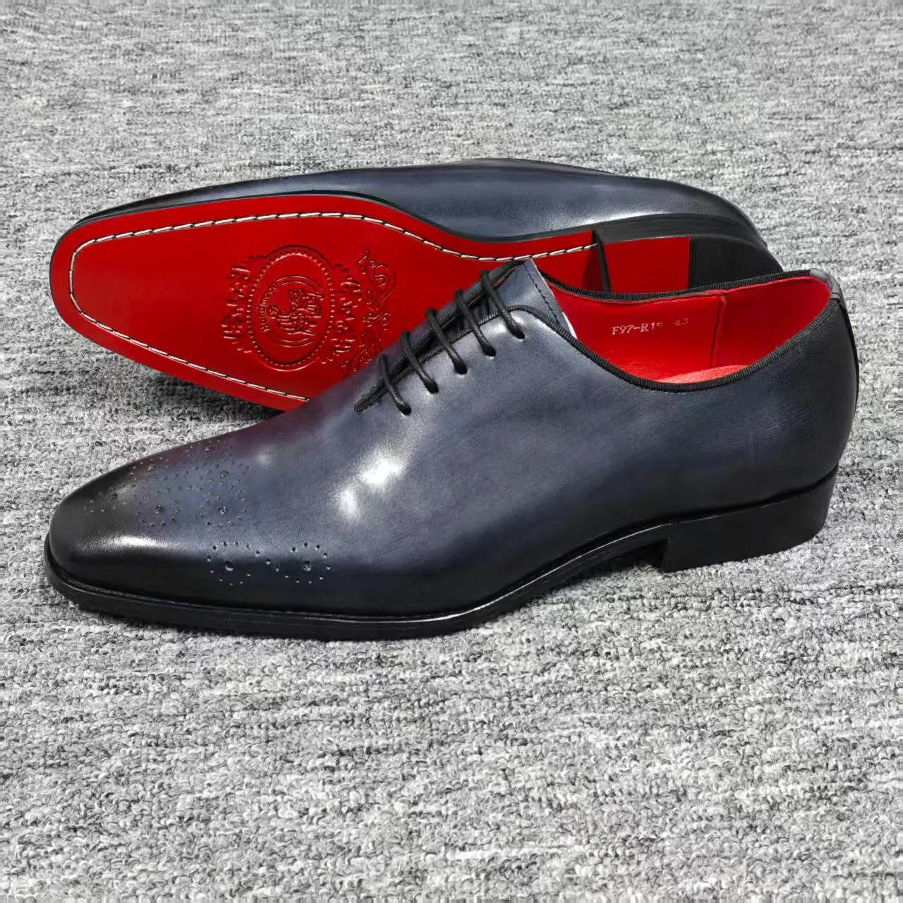 Men's Navy Leather Oxford Dress Shoes
