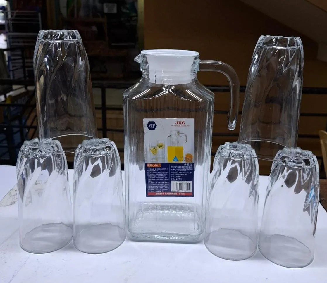 1.8 L Glass Water Jug with 6 Glasses Set
