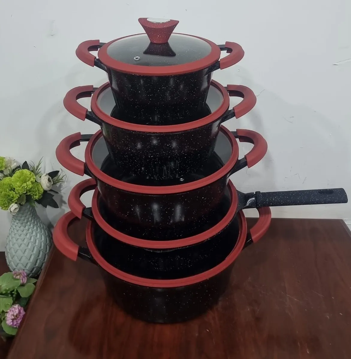 Laky Rain Granite Cook N Serve Cookware Set (10pcs) - Image 5