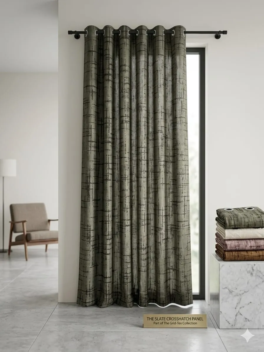 Eyelet Curtains with Textured Abstract Pattern - Image 5