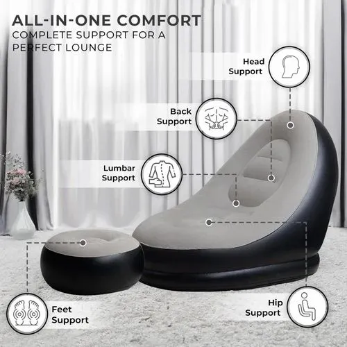 Inflatable Sofa Lounge Chair with Footstool - Image 3