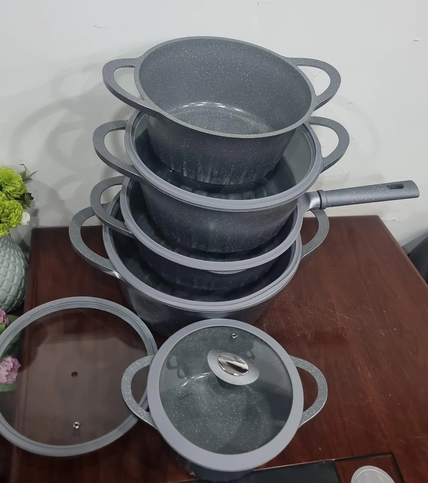 Laky Rain Granite Cook N Serve Cookware Set (10pcs)