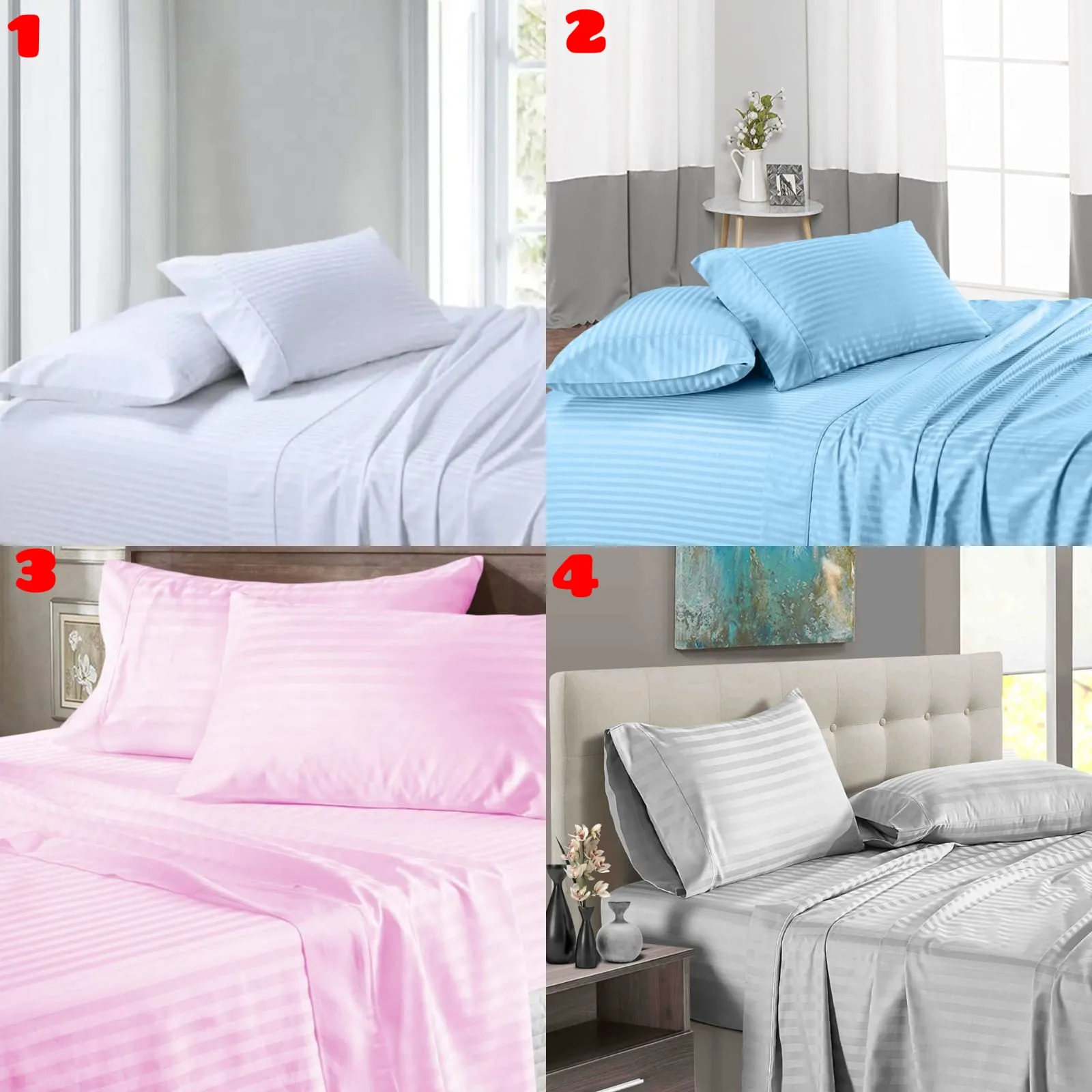 Cotton Striped Bedsheet Set, 6 by 6