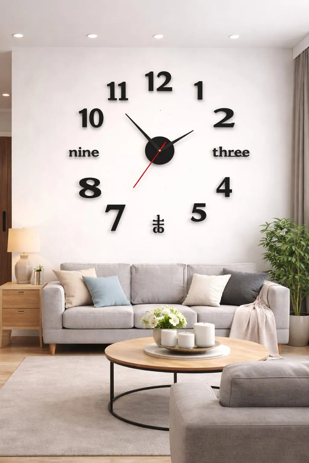 Large Black Frameless Wall Clock