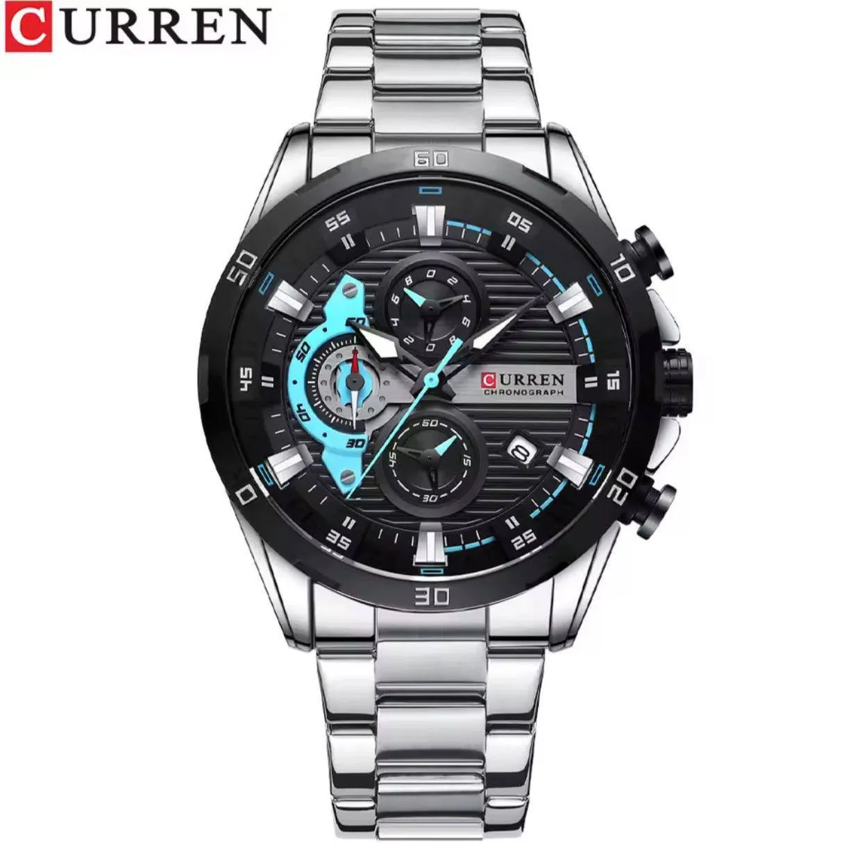 Curren Men's Chronograph Watch with Silver-Tone Bracelet