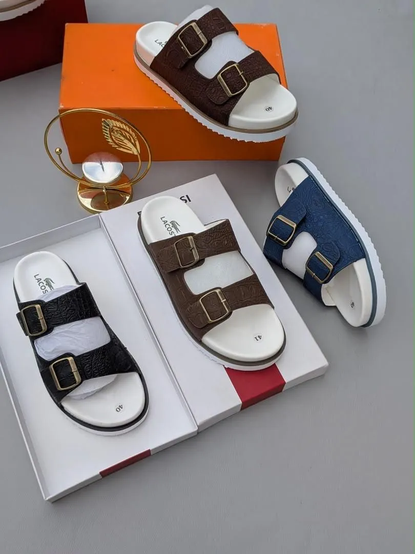 Lacos Double-Buckle Slide Sandals