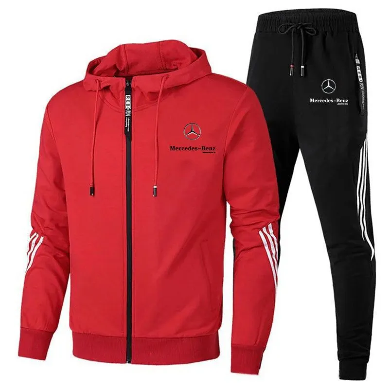Mercedes-Benz Grey Zip Hoodie and Joggers Tracksuit Set - Image 3